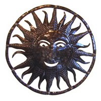 24" sun recycled oil drum carving from Haiti