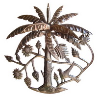 oil drum carving of palm tree