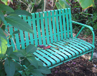 Recycled vintage iron garden bench