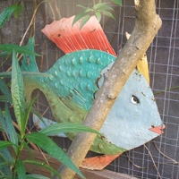 Recycled oil drum painted fish sculpture from Haiti