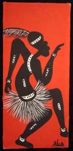 Bold stylistic painting of a dancer. From west Africa circa 1970s