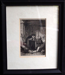 Framed old etching by Henri Lefort