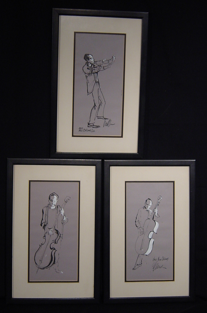 Set of 3 New Orleans jazz drawings