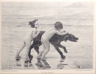 "At the Seaside" 1896 original halftone print by Virginie E. Demont-Breton